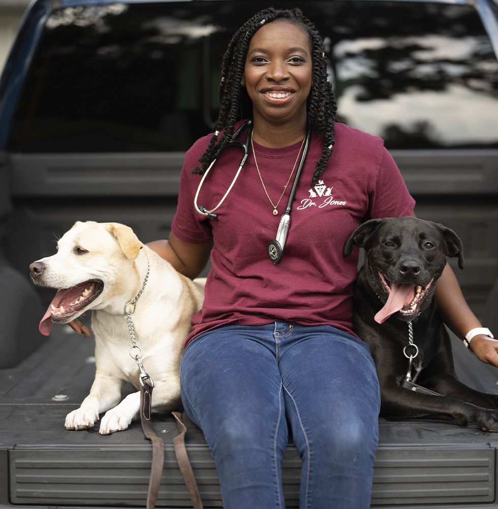 doctor jones with two beautiful dogs